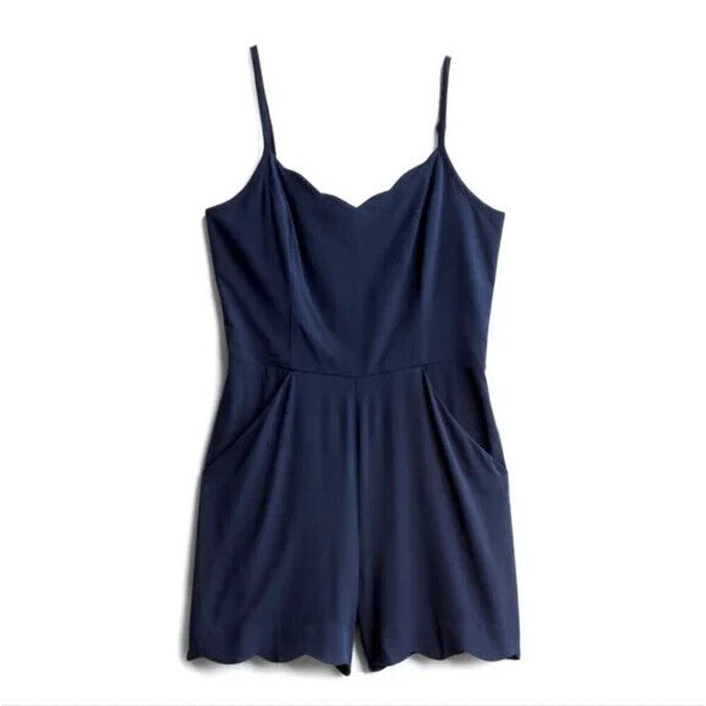 Market & Spruce SP Romper Navy Blue Shorts Cutout Snap Back Spaghetti Strap